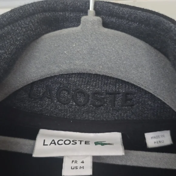 LACOSTE Black Quarter Zip Pullover Size M - Picture 3 of 5